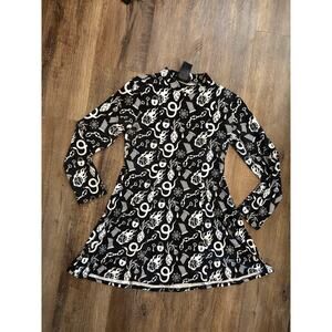 Nooworks Odin dress limited print novelty black and white dice chains spiderwebs